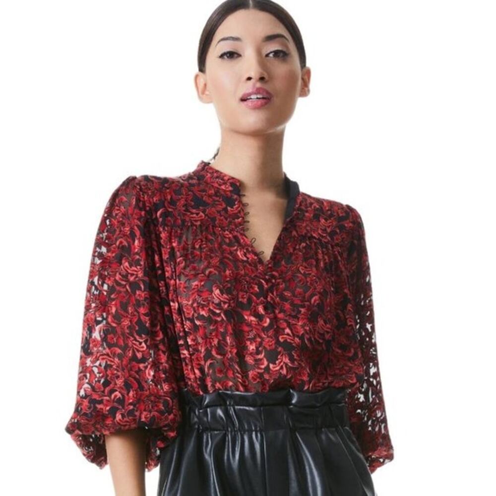 Alice + Olivia  serena velvet burnout blouse